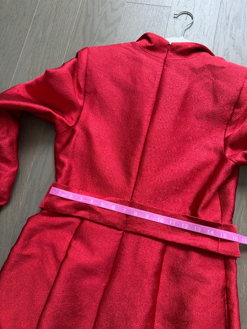 Badgley Mischka Red Long Sleeve Jacquard Collared Shirt Dress Gown - Size 10 - Picture 9 of 10